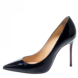 Pre Owned Christian Louboutin Navy Blue Patent Leather Decollete 554 Pointed Toe Pumps Size 37