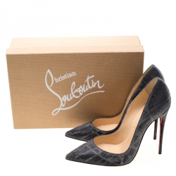 Pre Owned Christian Louboutin Metallic Grey Glitter Fabric Pigalle Pointed Toe Pumps Size 37