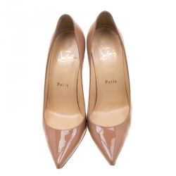 Christian Louboutin Beige Patent Leather So Kate Pointed Toe Pumps Size 37