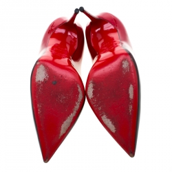 Pre Owned Christian Louboutin Red/Black Degradè Patent Leather Pigalle Follies Pointed Toe Pumps Size 38.5