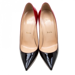 Pre Owned Christian Louboutin Red/Black Degradè Patent Leather Pigalle Follies Pointed Toe Pumps Size 38.5