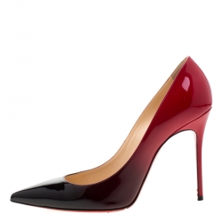 Pre Owned Christian Louboutin Red/Black Degradè Patent Leather Pigalle Follies Pointed Toe Pumps Size 38.5