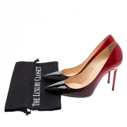 Pre Owned Christian Louboutin Red/Black Degradè Patent Leather Pigalle Follies Pointed Toe Pumps Size 38.5