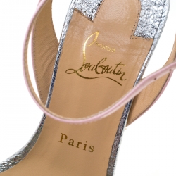 Pre Owned صندل كريستيان لوبوتان فولوميتريك سير كاحل نعل سميك قماش و ج لد متعدد الألوان مقاس 38