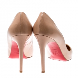 Pre Owned Christian Louboutin Beige Leather Pigalle Pointed Toe Pumps Size 41