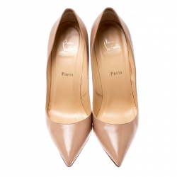 Pre Owned Christian Louboutin Beige Leather Pigalle Pointed Toe Pumps Size 41