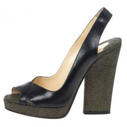 مملوكة مسبقًا Christian Louboutin Black Leather Morphea Slingback Sandals Size 36