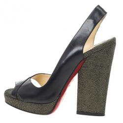 مملوكة مسبقًا Christian Louboutin Black Leather Morphea Slingback Sandals Size 36