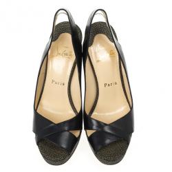 مملوكة مسبقًا Christian Louboutin Black Leather Morphea Slingback Sandals Size 36