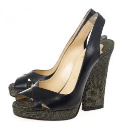 مملوكة مسبقًا Christian Louboutin Black Leather Morphea Slingback Sandals Size 36