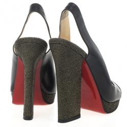 مملوكة مسبقًا Christian Louboutin Black Leather Morphea Slingback Sandals Size 36