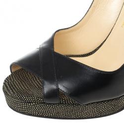 مملوكة مسبقًا Christian Louboutin Black Leather Morphea Slingback Sandals Size 36