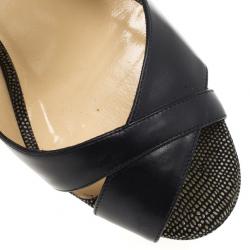 مملوكة مسبقًا Christian Louboutin Black Leather Morphea Slingback Sandals Size 36