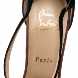 Pre Owned صندل كريستيان لوبوتان سويدي متعدد الألوان بسيور متعاكسة نعل سميك مقاس 38