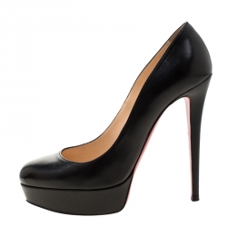 Pre Owned Christian Louboutin Black Leather Bianca Platform Pumps 38.5