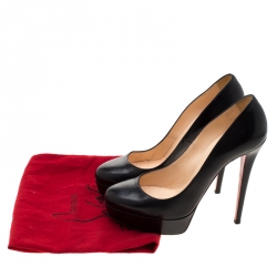 Pre Owned Christian Louboutin Black Leather Bianca Platform Pumps 38.5