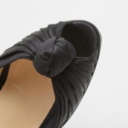Pre Owned Christian Louboutin Black Satin Knotted Greissimo Platform Pumps Size 37