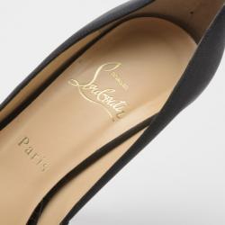 Pre Owned Christian Louboutin Black Satin Knotted Greissimo Platform Pumps Size 37