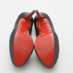 Pre Owned Christian Louboutin Black Satin Knotted Greissimo Platform Pumps Size 37