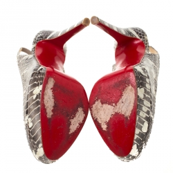 مملوكة مسبقًا Christian Louboutin Two Tone Python Leather Bianca Slingback Platform Sandals Size 38