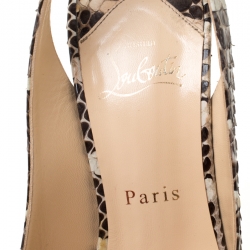 مملوكة مسبقًا Christian Louboutin Two Tone Python Leather Bianca Slingback Platform Sandals Size 38