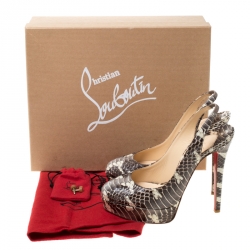 مملوكة مسبقًا Christian Louboutin Two Tone Python Leather Bianca Slingback Platform Sandals Size 38