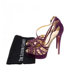 Pre Owned صندل كريستيان لوبوتان سويدي بنفسجي بسيور نعل سميك مقاس 39