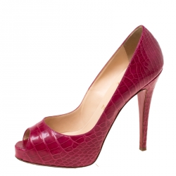 CHRISTIAN LOUBOUTIN Crocodile Purple Platform Toe Slingback High