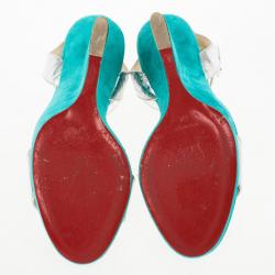 Pre Owned Christian Louboutin Djaldos Spechio Colorblock Ankle Strap Wedges Size 40