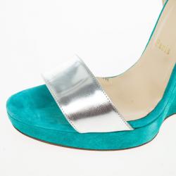 Pre Owned Christian Louboutin Djaldos Spechio Colorblock Ankle Strap Wedges Size 40