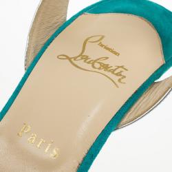 Pre Owned Christian Louboutin Djaldos Spechio Colorblock Ankle Strap Wedges Size 40