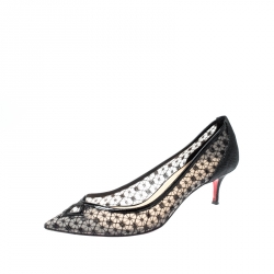 Christian Louboutin Black Mesh and Velvet Follies Strass Pumps Size 39.5  Christian Louboutin