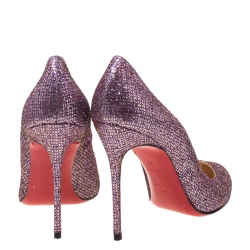 Pre Owned Christian Louboutin Lavender Glitter Mini Simple 85 Pumps Size 38