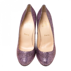 Pre Owned Christian Louboutin Lavender Glitter Mini Simple 85 Pumps Size 38