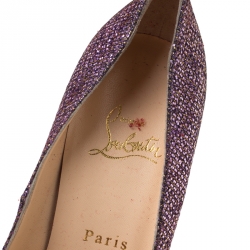 Pre Owned Christian Louboutin Lavender Glitter Mini Simple 85 Pumps Size 38