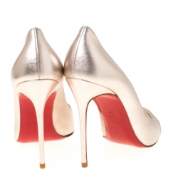 مملوكة مسبقًا Christian Louboutin Beige Metallic Cut Out Leather So Kate Peep Toe Pumps Size 38