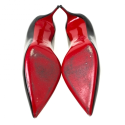 Pre Owned Christian Louboutin Black Patent Leather Decollete 554 Pointed Toe Pumps Size 40.5