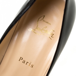 Pre Owned Christian Louboutin Black Patent Leather Decollete 554 Pointed Toe Pumps Size 40.5