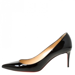 Pre Owned Christian Louboutin Black Patent Leather Decollete 554 Pointed Toe Pumps Size 40.5