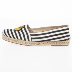مملوكة مسبقًا Christian Louboutin Galia Striped Canvas Espadrille Loafers Size 39