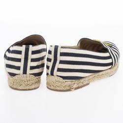مملوكة مسبقًا Christian Louboutin Galia Striped Canvas Espadrille Loafers Size 39