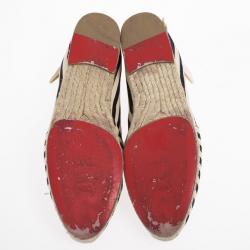 مملوكة مسبقًا Christian Louboutin Galia Striped Canvas Espadrille Loafers Size 39