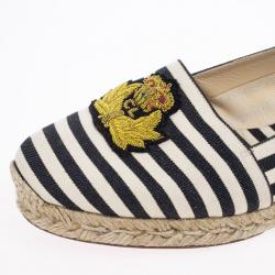 مملوكة مسبقًا Christian Louboutin Galia Striped Canvas Espadrille Loafers Size 39
