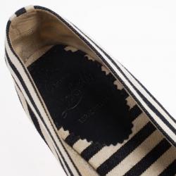 مملوكة مسبقًا Christian Louboutin Galia Striped Canvas Espadrille Loafers Size 39