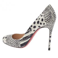 مملوكة مسبقًا Christian Louboutin Black and White Watersnake Fifi Pumps Size 40.5