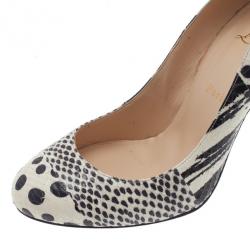 مملوكة مسبقًا Christian Louboutin Black and White Watersnake Fifi Pumps Size 40.5