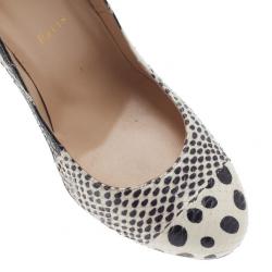 مملوكة مسبقًا Christian Louboutin Black and White Watersnake Fifi Pumps Size 40.5