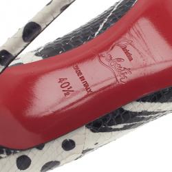 مملوكة مسبقًا Christian Louboutin Black and White Watersnake Fifi Pumps Size 40.5