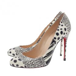 مملوكة مسبقًا Christian Louboutin Black and White Watersnake Fifi Pumps Size 40.5