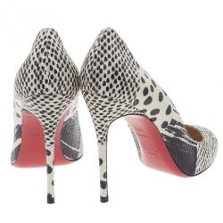 مملوكة مسبقًا Christian Louboutin Black and White Watersnake Fifi Pumps Size 40.5